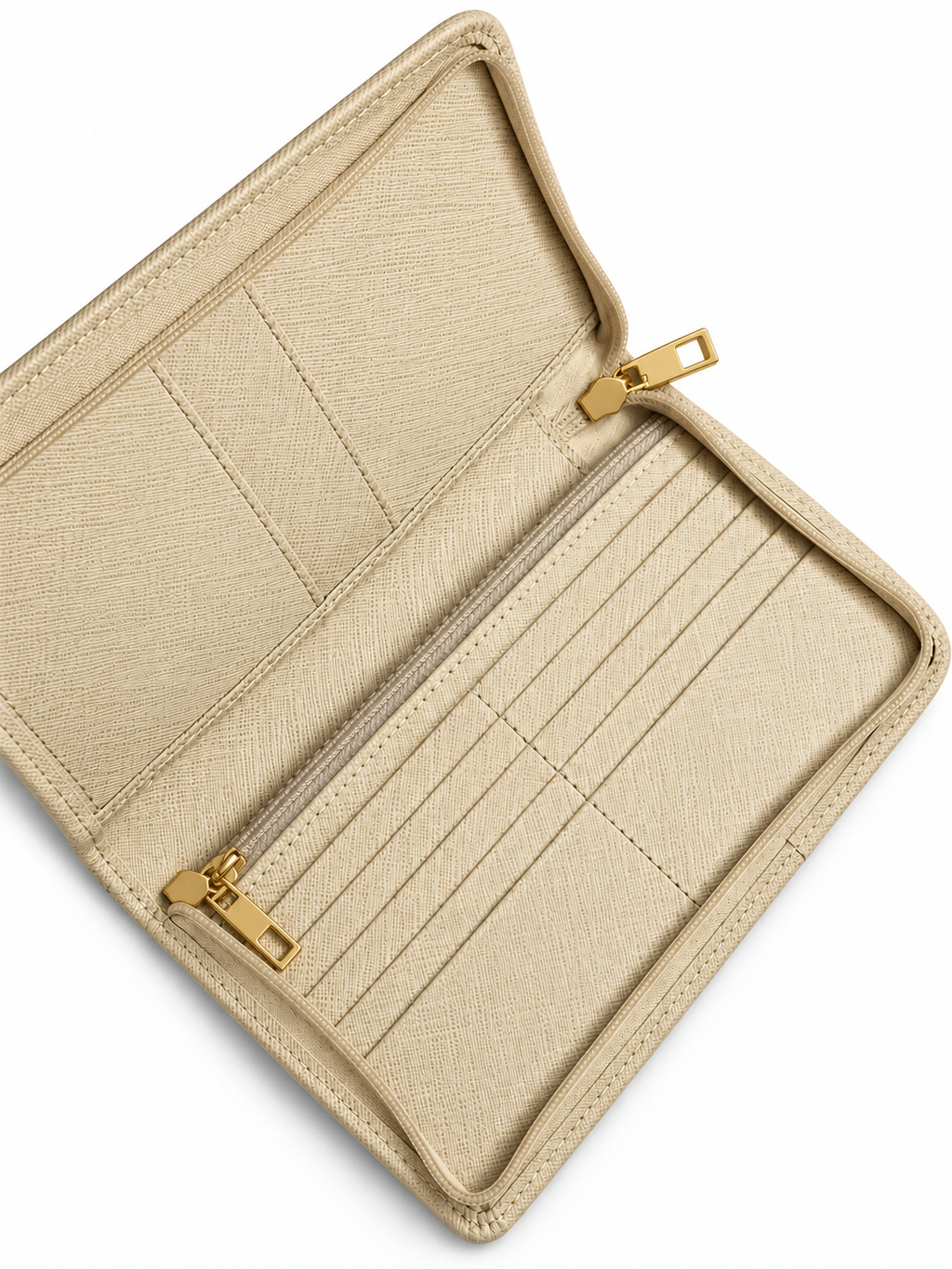 The Ivory Cream Textured Zip Wallet