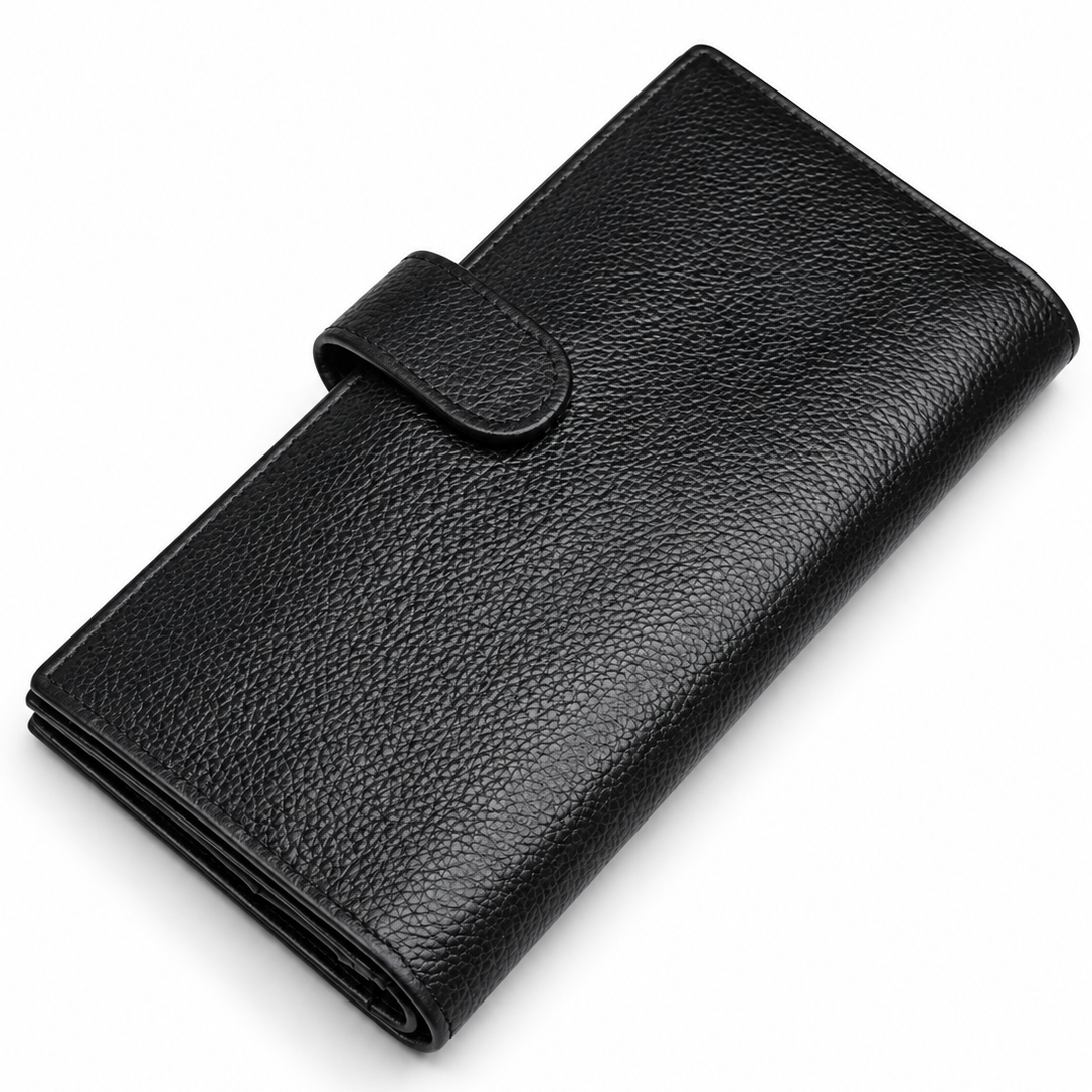 Black Leather Long Wallet