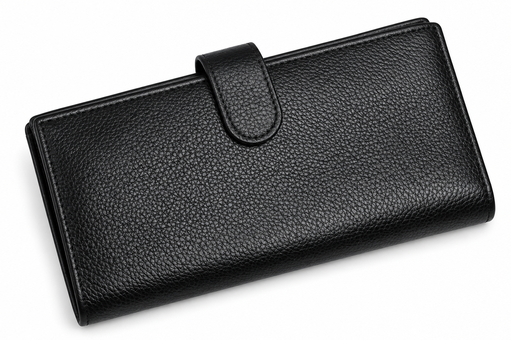 Black Leather Long Wallet