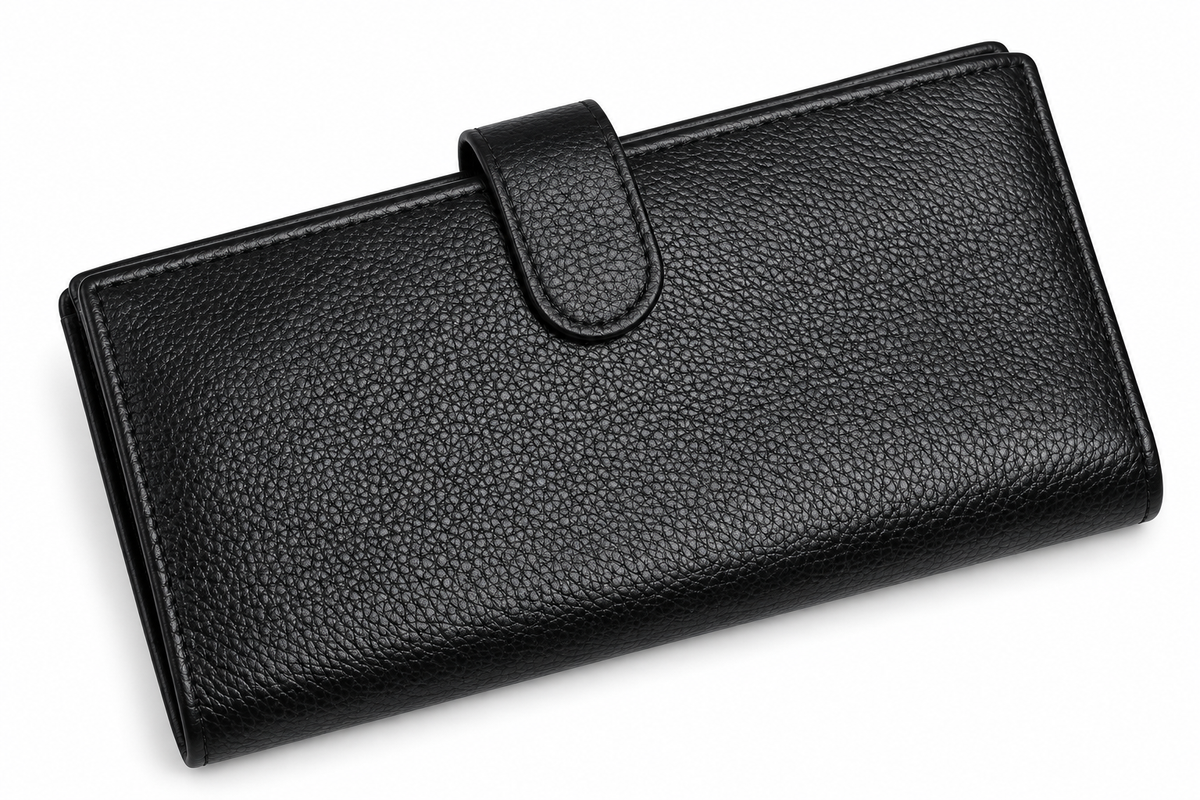 Black Leather Long Wallet