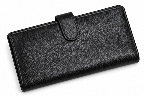 Black Leather Long Wallet
