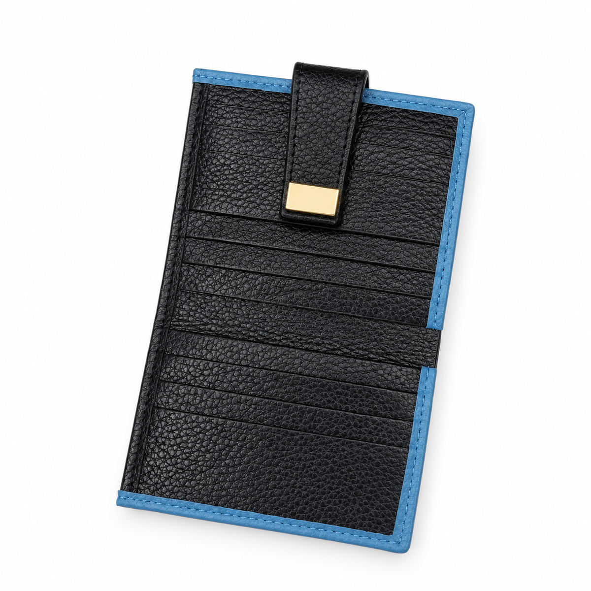 The Azure Blue & Black Compact Cardholder Wallet