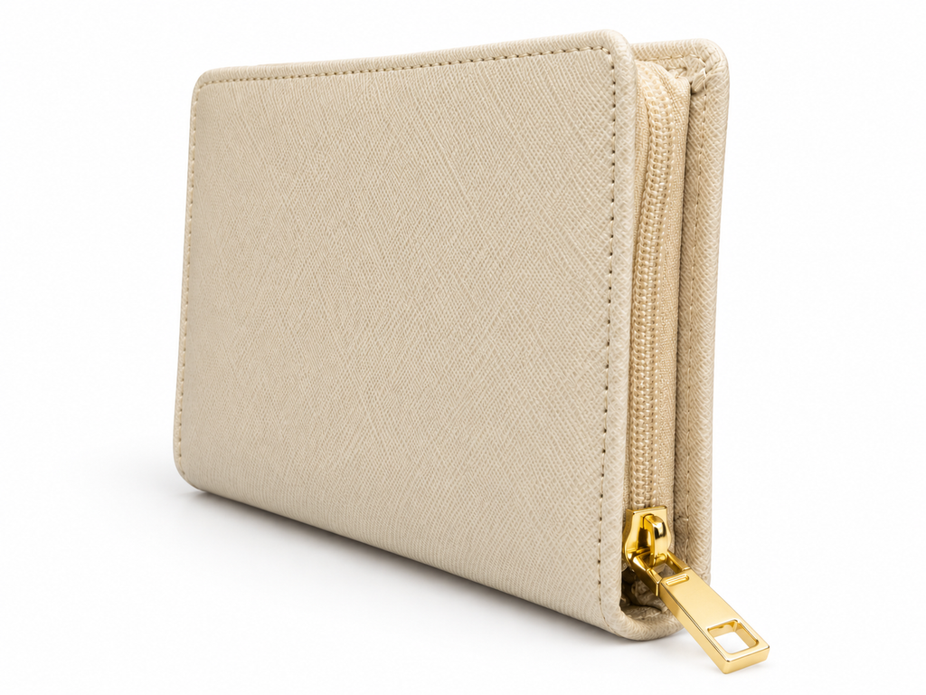 The Ivory Cream Textured Zip Wallet