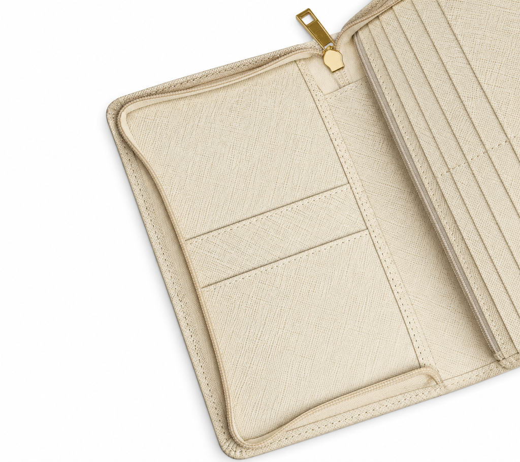 The Ivory Cream Textured Zip Wallet