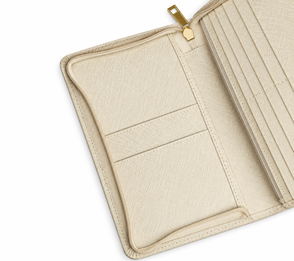 The Ivory Cream Textured Zip Wallet