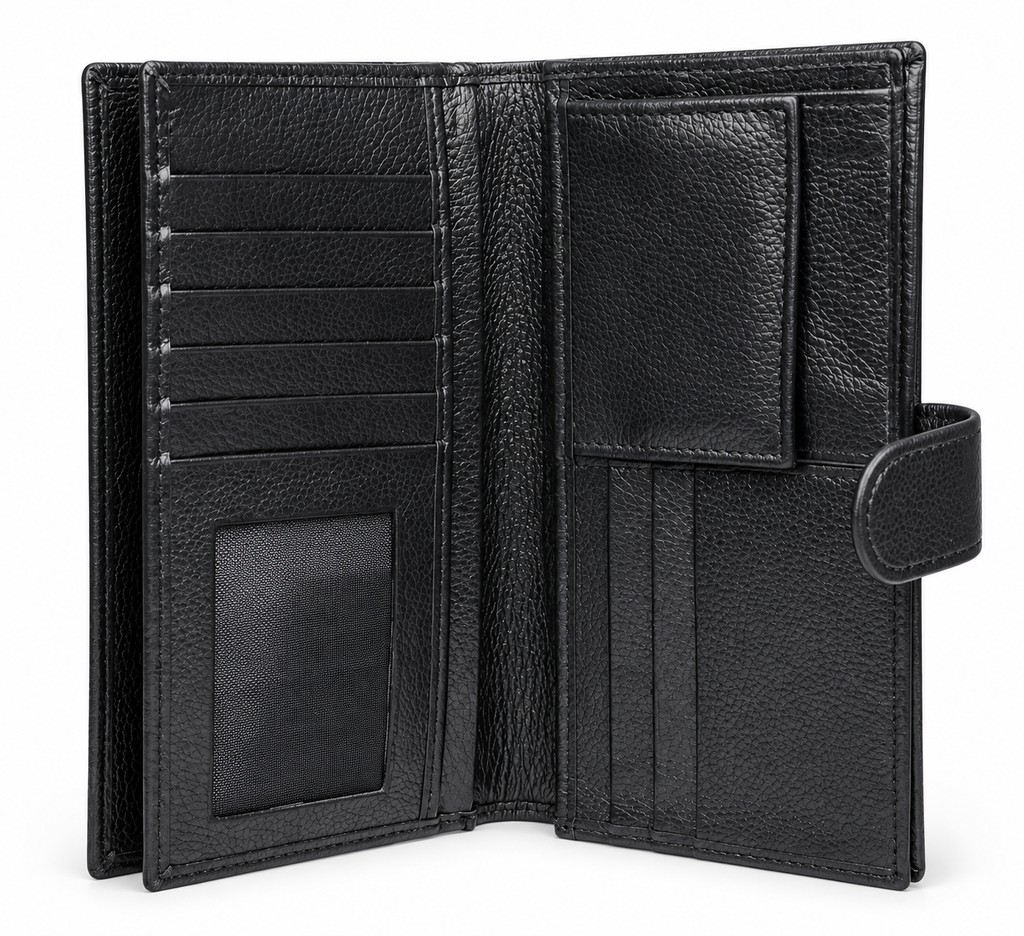 Black Leather Long Wallet