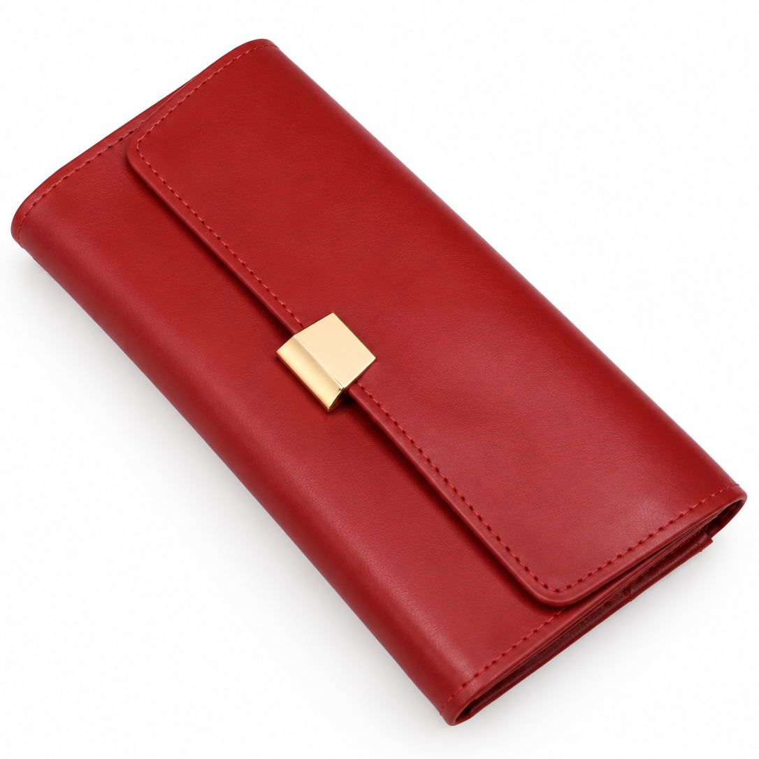 Crimson Elegance Leather Wallet
