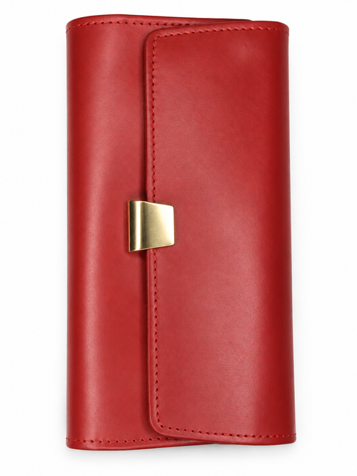 Crimson Elegance Leather Wallet