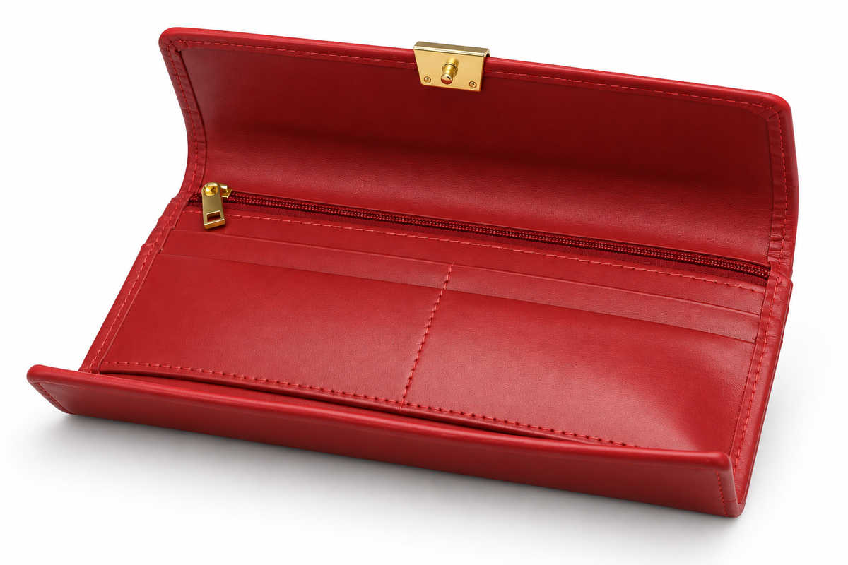 Crimson Elegance Leather Wallet