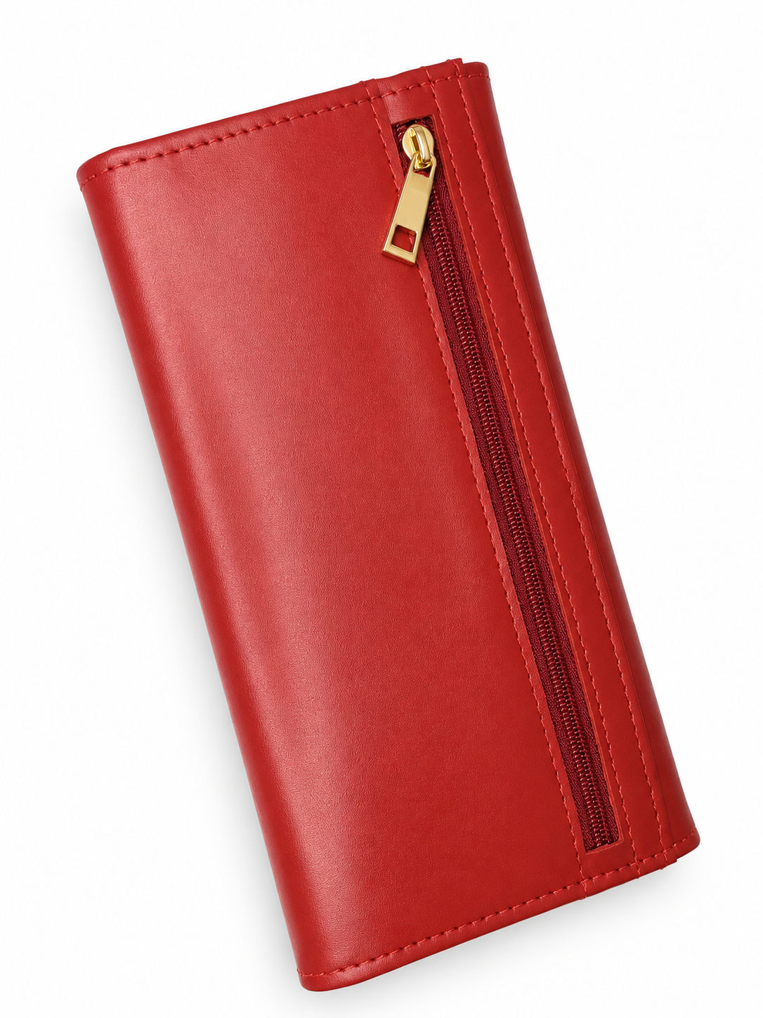 Crimson Elegance Leather Wallet